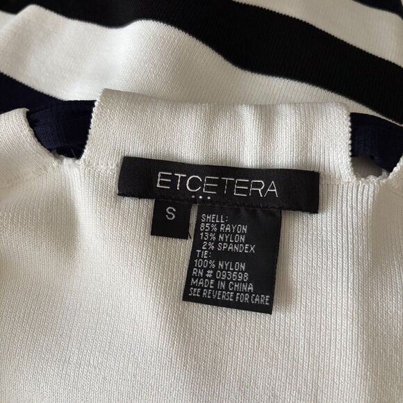 Etcetera High Neck Tie Tank Nautical Sailor Stripe White Navy Blue Size Small - Picture 4 of 4